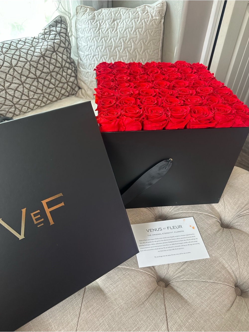 Venus et Fleur Red Rose Black Luxury Box 49 Eternity Roses Gift of Forever Love